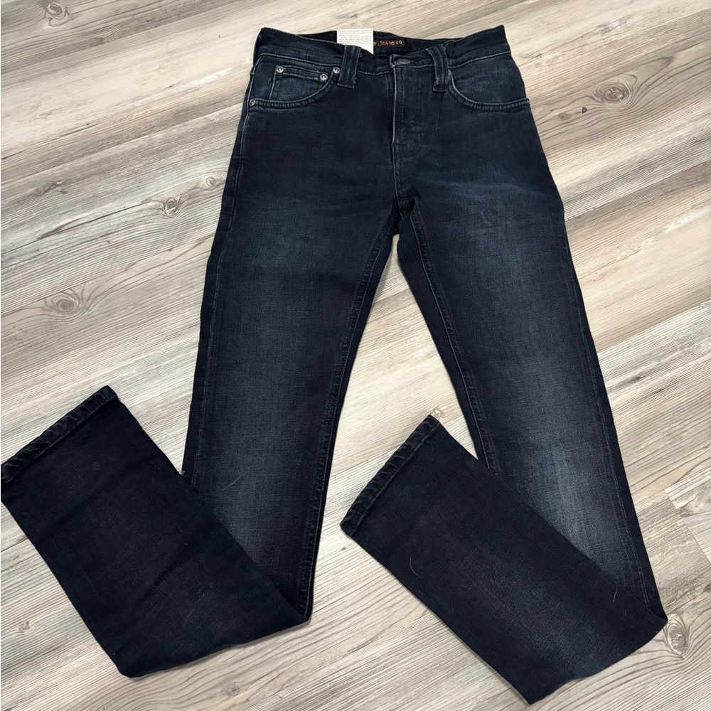 Nudie Jeans Tube Tom Slim Straight Black Wash Jeans 24/32 NWT
